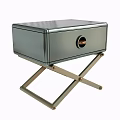 Modern Gray Wardrobe With Metal X Shaped Legs And Round Handle Drawer