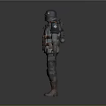 Military Character Model With Armored Outfit Helmet And Tactical Gear