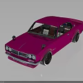 Pink Customized Vintage Sedan With Shiny Metallic Finish And Dark Background Reflection
