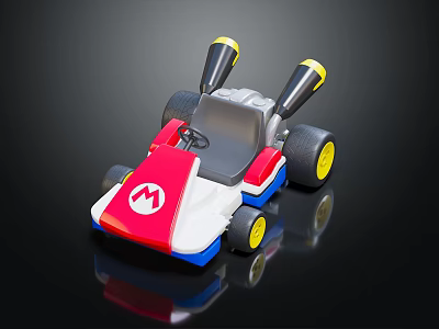 Electric Toy Car with Red White Blue Mario M Logo Design 3d model