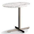 Modern Side Table With Black And White Marble Top And Metal Frame 3d model