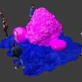 People Interacting With Pink Installation And IBC Amsterdam Logo On Blue Carpet