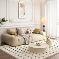 French Cream Style Sofa Coffee Table Combination Cream Sofa Coffee Table Combination 3d model