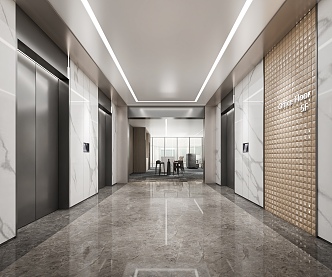 Modern elevator hall office building elevator hall elevator room 3d model