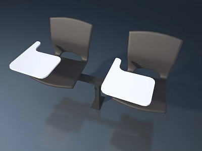 Modern Gray Chairs With White Trays For Dining Or Office Use 3d model