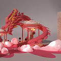 Enchanting Photo Check in Spot With Pink Dragon Clouds Pavilion And Stone Pillars