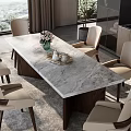 Modern Dining Table Set With Marble Top And Light Colored Chairs For Elegant Dining Space 3d model