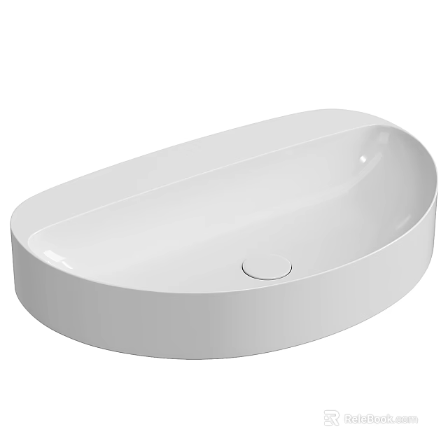 Sleek White Ceramic Oval Above Counter Wash Basin Design 3d model 