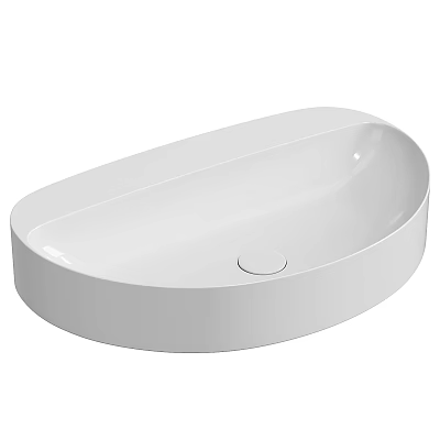Sleek White Ceramic Oval Above Counter Wash Basin Design 3d model