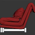 Modern Red Upholstered Sofa Bed With Two Pillows And White Legs