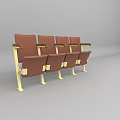 Public Chairs With Brown Seats Armrests And Metal Frames Arranged In Row