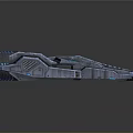 Futuristic Twin Body Spacecraft With Blue Lights And Mechanical Details