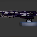 Futuristic Sci Fi Weapon With Advanced Metallic Design Blue Orange Lights On Blue Glowing Base