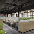 Modern Hotpot Restaurant Interior With Open Kitchen Counter Seating And Green Plants