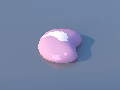 Pink Pebble Shaped Household Item With White Moon And Stars Design 3d model