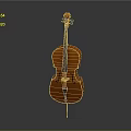 Classical Wooden Cello with Acoustic Design and Black Strings on Gray Background 3d model