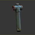 Blue Outdoor Hardware Tool Fire Hydrant With Red Valve And Mossy Base