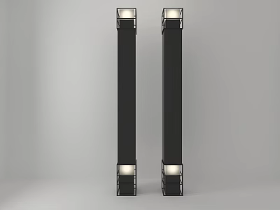 Tall Modern Black Outdoor Lights For Garden Pathway Exterior Lighting 3d model