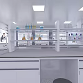 Modern Laboratory Interior Design With Open Layout Lab Benches Stools And Windows 3d model