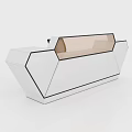 Modern Geometric White Reception Desk With Storage Compartments And Black Chair