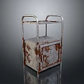 Rustic Rusted Metal Cart With Handles Storage Shelf And Cabinet