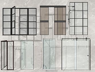 Modern shower room glass door 3d model