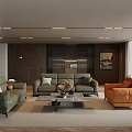 Modern Luxury Living Room With Premium Leather Sofa Sets And Warm Dark Wood Interior Design