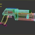 Futuristic Sci Fi Weapon Design With Beige Green Body Red Accent And Modern Grip