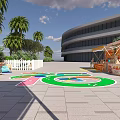 Outdoor Stage with Carousel and Yellow Decorations for Little Prince Ice Cream Event