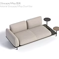 Modern Minimalist Two Seater Sofa With Fabric Upholstery Metal Frame And Side Tables