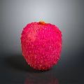 Single Shiny Pink Lychee Fruit With Bumpy Texture On Dark Background 3d model