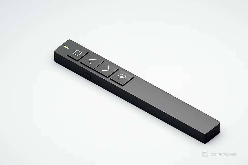 Black Modern Presenter Pen With Sleek Design Page Turning Buttons And Green Indicator 3d model 