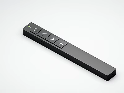 Black Modern Presenter Pen With Sleek Design Page Turning Buttons And Green Indicator 3d model