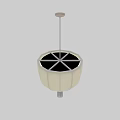 Modern Ceiling Light Beige White Shade With Gray Stripe Details And Tassel Decoration