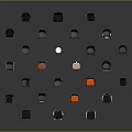 Modern Armchairs In Black White Orange Colors With Various Designs Arranged In Circle