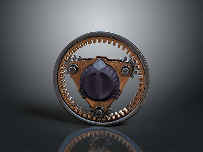 Industrial Vintage Lighting Combination Featuring Circular Gear Metal Structure And Dark Purple Center 3d model