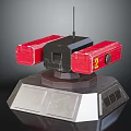 Red And Gray Device Model With Number 2 And Antenna On Base 3d model