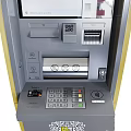 Tinkoff Bank ATM Machine With Yellow Gray Design And Digital Screen