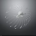 Abstract Organ Structure Featuring Radiating Hair Like Fibers And Reflective Design