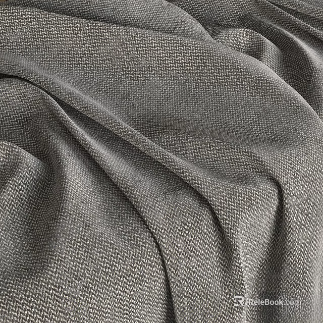 Gray Textured Woven Fabric With Soft Structure Smooth Surface And Fine Weave 3d model 