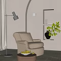 Zara Style Single Sofa Coffee Table Combination Fabric Single Sofa Casual Sofa 3d model