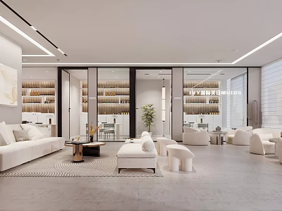 Elegant Modern Beauty Hair Salon Interior Design With Comfortable Waiting Lounge And Stylish Treatment Spaces 3d model
