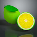 Vibrant Green Lemons Featuring Whole With Leaf And Sliced Showing Fresh Interior
