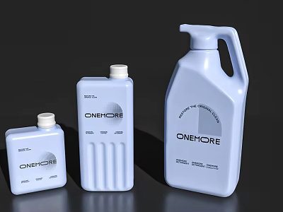 Onehore Brand Plastic Liquid Containers In Different Sizes With Light Blue Finish 3d model