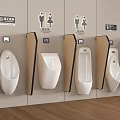 Modern Public Restroom Urinals With Wall Mounted Design And Partition Panels