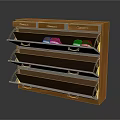 Wooden Shoe Cabinet With Multiple Shelves And Drawers For Home Storage