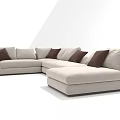 Modern Beige L Shaped Sectional Sofa With Comfortable Brown Decorative Cushions 3d model