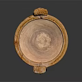 Ancient Ceramic Tripod Cauldron With Carved Patterns And Two Handles