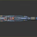 Futuristic Weapon With Detailed Mechanical Design And Electronic Components In Metallic Blue Red Accents