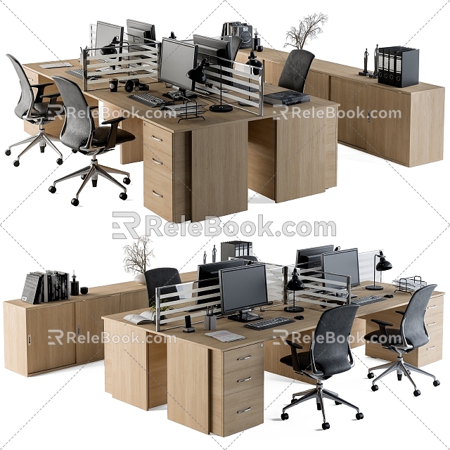 Office Desk and Chair Combination Office Desk Chair Chair 3d model